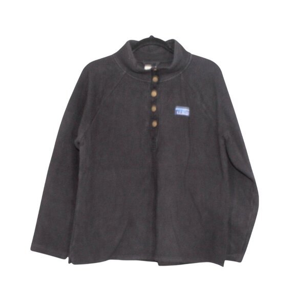 LL Bean Lakewashed Double Knit Quarter Snap Sweater Classic Navy Large - Picture 1 of 11